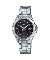 Casio Women's Watch Analog Black Dial with Silver Stainless Steel Band, MTP-1308D-1A2VD